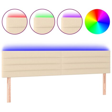 Vidaxl – Tête de lit à LED crème 160x5x78/88 cm – Tissu durable et respirant – Bande LED flexible – Installation facile