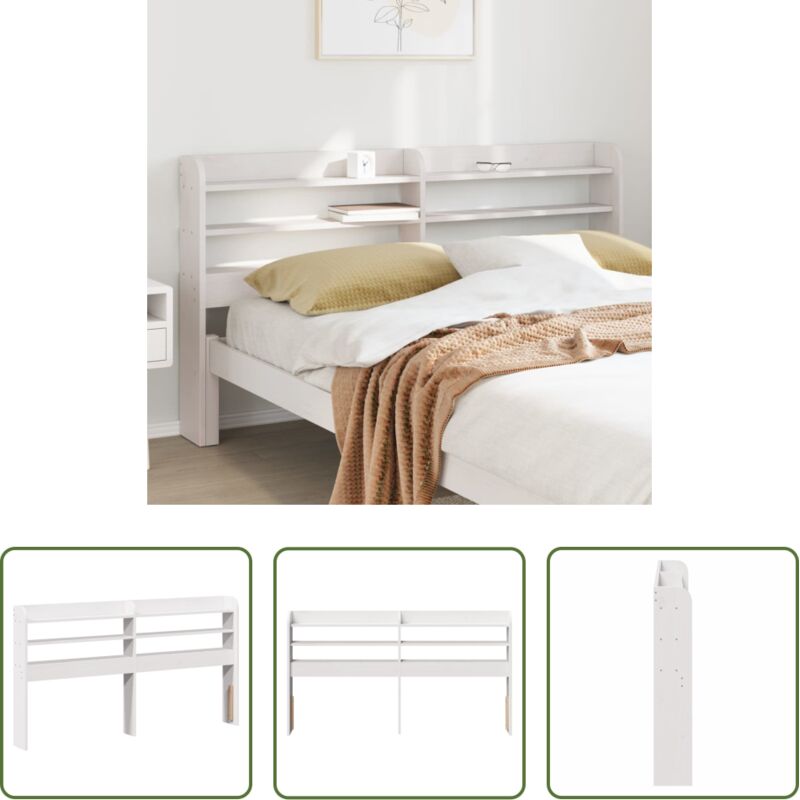 Étagères de rangement - Tête de lit avec étagères blanc 140 cm bois massif de pin