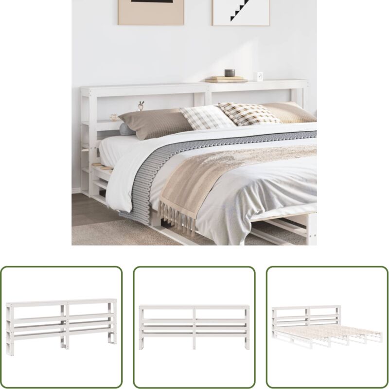 Étagères de rangement - Tête de lit avec étagères blanc 200 cm bois massif de pin