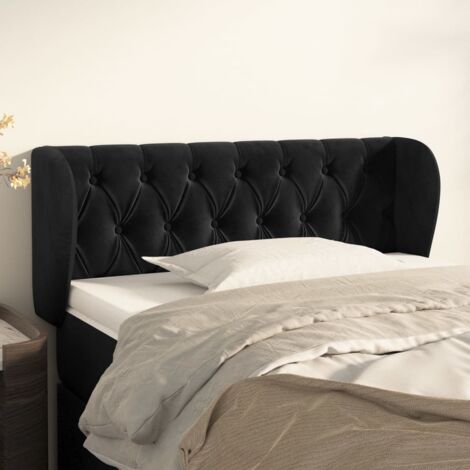 Vidaxl – Tête de lit avec oreilles en velours noir 103x23x78/88 cm – Hauteur réglable – Pieds en bois pour stabilité – Soutien confortable