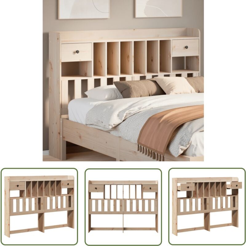 The Living Store - vidaXL Tête de lit avec rangement 140 cm bois massif de pin