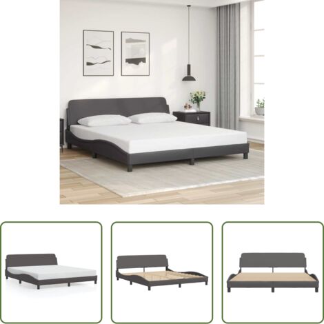 vidaXL Tête de lit -  Cadre de lit Dover gris 180x200 cm similicuir
