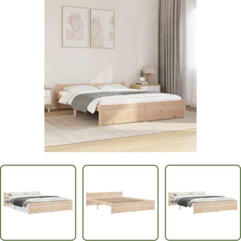 vidaXL Tête de lit -  Cadre de lit sans matelas bois massif 140x200 cm