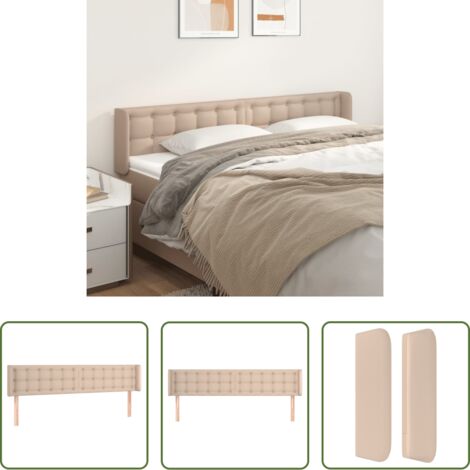 vidaXL Tête de lit en similicuir -  Tête de lit avec oreilles Cappuccino 183x16x78/88 cm Similicuir