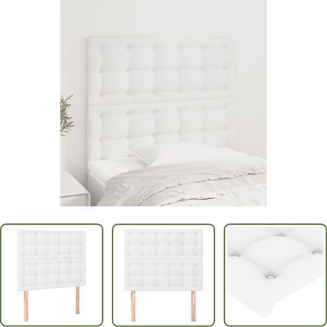 vidaXL Tête de lit en similicuir -  Tête de lit blanche 100 x 5 x 118/128 cm similicuir