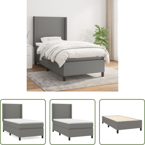 vidaXL Tête de lit réglable -  Sommier à lattes de lit avec matelas Gris foncé 100x200cm Tissu