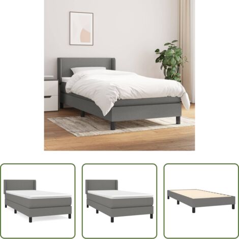vidaXL Tête de lit réglable -  Sommier à lattes de lit avec matelas Gris foncé 80x200 cm Tissu