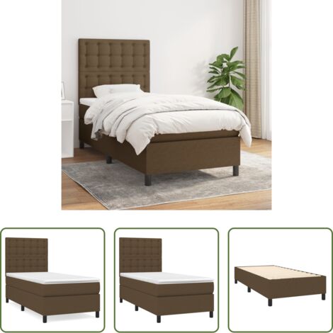 vidaXL Tête de lit réglable -  Sommier à lattes de lit avec matelas Marron foncé 90x190 cm