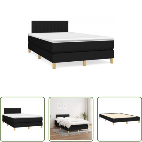 vidaXL Tête de lit réglable -  Sommier à lattes de lit avec matelas noir 120x190 cm tissu