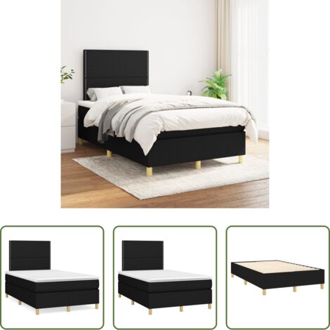 vidaXL Tête de lit réglable -  Sommier à lattes de lit avec matelas Noir 120x200 cm Tissu