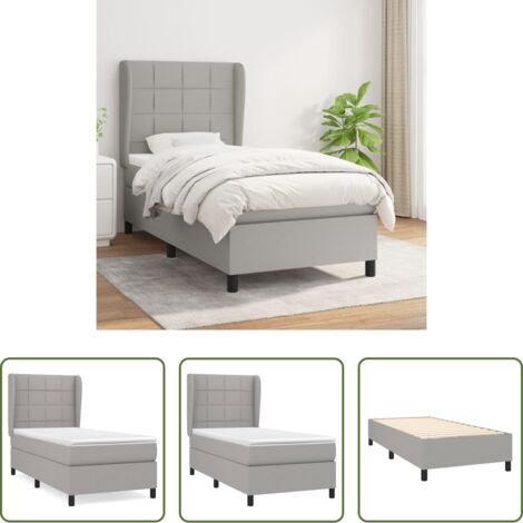 vidaXL Tête de lit réglable -  Sommier à lattes de lit et matelas Gris clair 90x190 cm Tissu