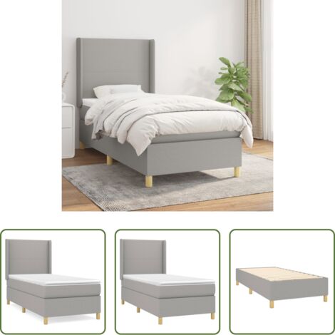 vidaXL Tête de lit réglable -  Sommier à lattes de lit et matelas Gris clair 90x190 cm Tissu