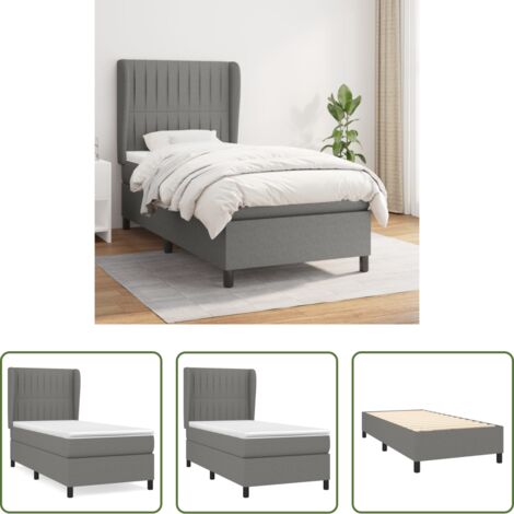 vidaXL Tête de lit réglable -  Sommier à lattes de lit et matelas Gris foncé 90x190 cm Tissu