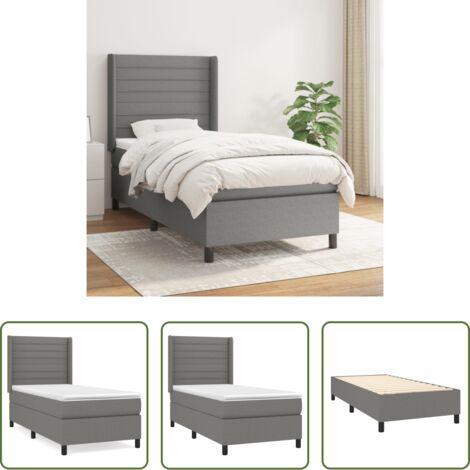 vidaXL Tête de lit réglable -  Sommier à lattes de lit et matelas Gris foncé 90x190 cm Tissu