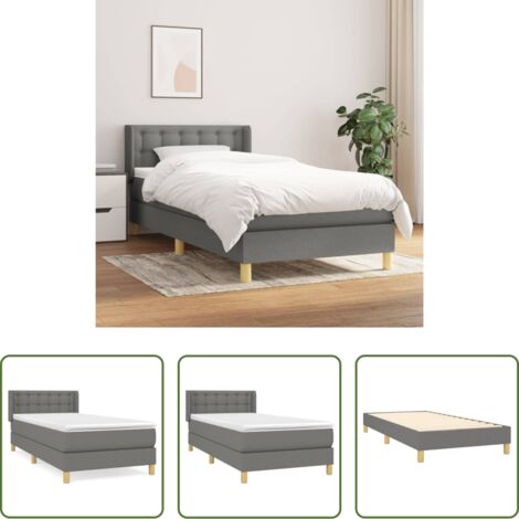 vidaXL Tête de lit réglable -  Sommier à lattes de lit et matelas Gris foncé 90x190 cm Tissu
