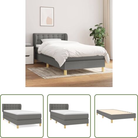 vidaXL Tête de lit réglable -  Sommier à lattes de lit et matelas Gris foncé 90x190 cm Tissu