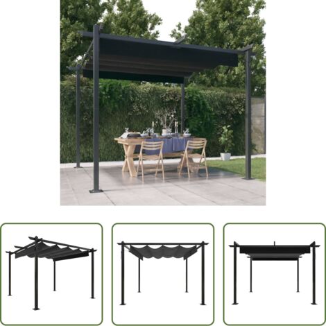 vidaXL Tetto retrattile -  Pergola da Giardino con Tetto Retrattile 3x3 m Antracite