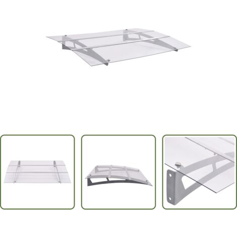 vidaXL Tettoia in policarbonato -  Tettoia per Porta Argento e Trasparente 120x90 cm Policarbonato