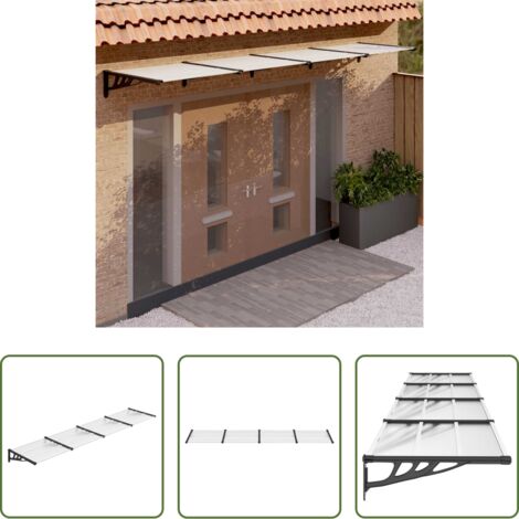 vidaXL Tettoia in policarbonato -  Tettoia per Porta Nero e Trasparente 396x90 cm Policarbonato