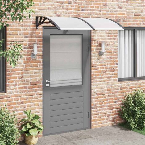 vidaXL Tettoia per Porta Nero e Trasparente 150x75 cm in Policarbonato