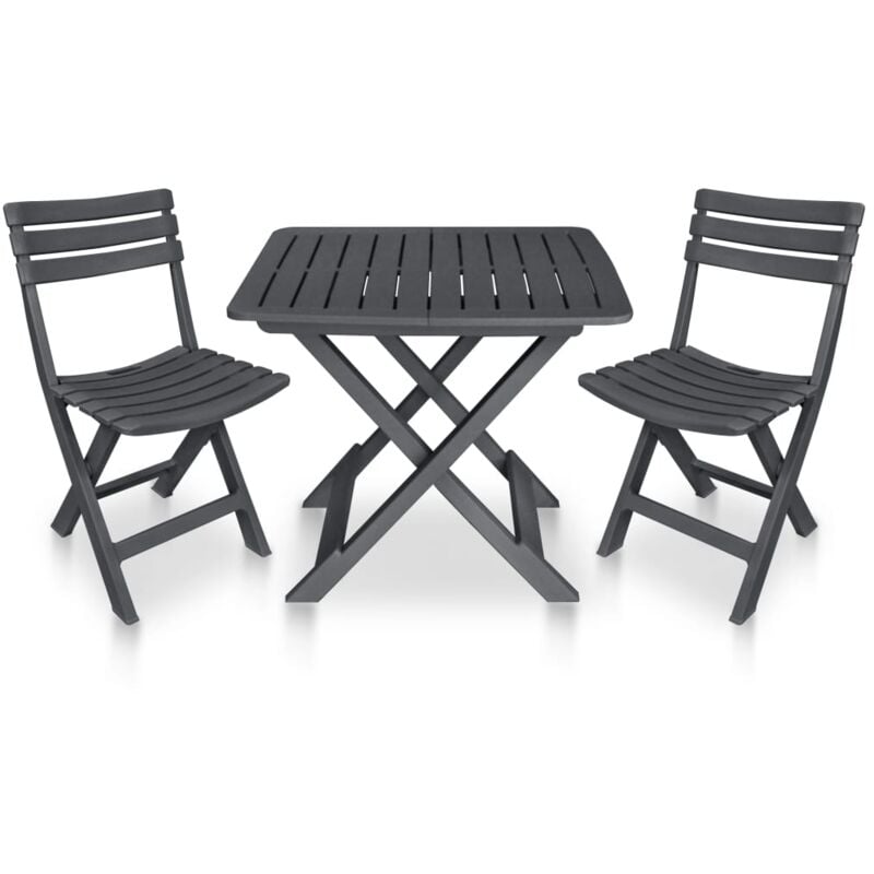 3 Piece Folding Bistro Set Plastic Anthracite Vidaxl