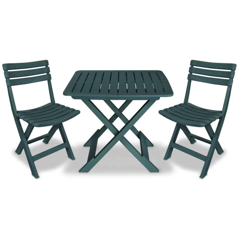 3 Piece Folding Bistro Set Plastic Green Vidaxl