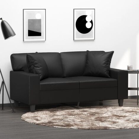 vidaXL Throw Pillows 2 pcs Black 40x40 cm Faux Leather