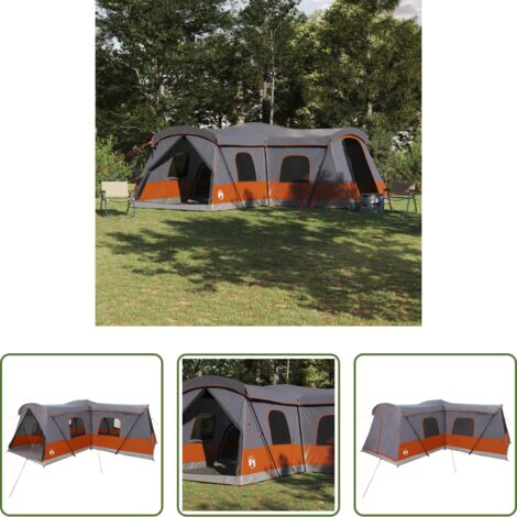 vidaXL Tienda de campaña -  Tienda para 16 personas Gris y naranja 680 x 510 x 210 cm