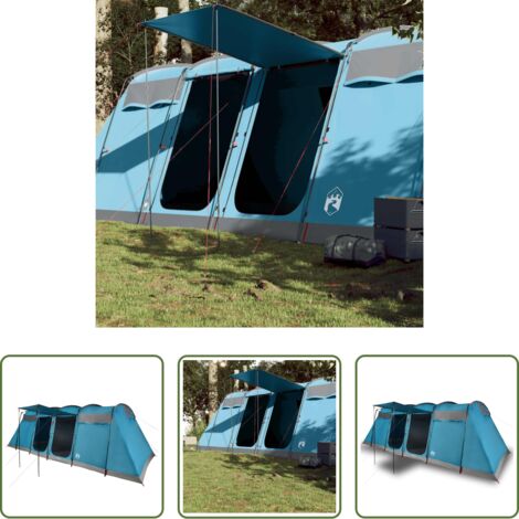 vidaXL Tienda de túnel -  Tienda de campaña familiar túnel 10 personas impermeable azul