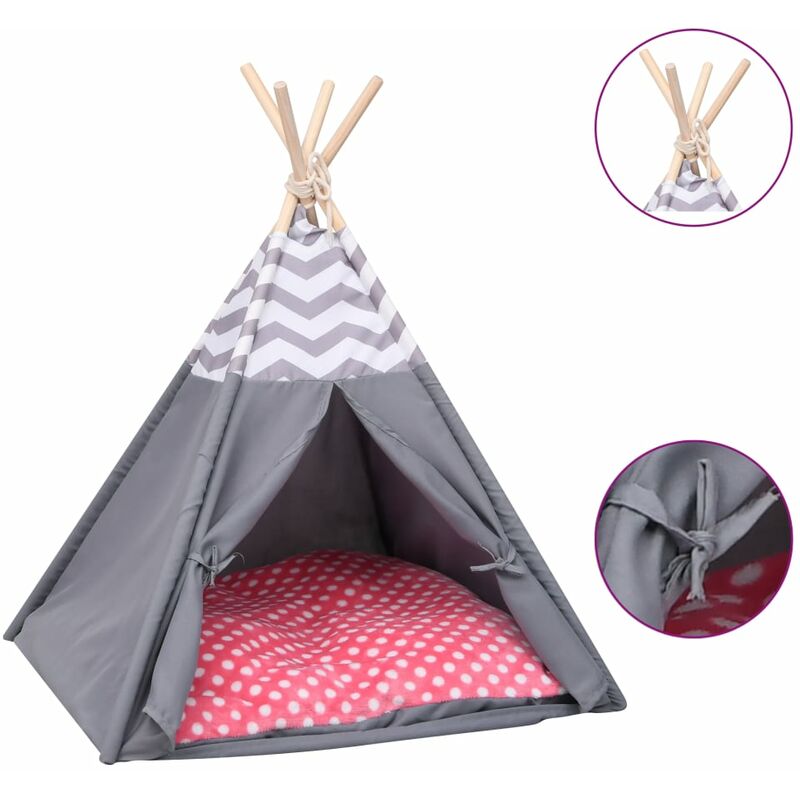 

Tienda tipi de gatos y bolsa piel de melocotón gris 60x60x70 cm - Gris - Vidaxl