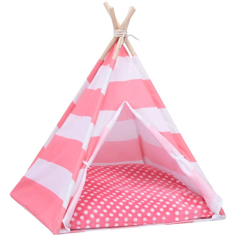 

Tienda tipi de gato y bolsa piel de melocotón rayas 60x60x70 cm - Rosa - Vidaxl