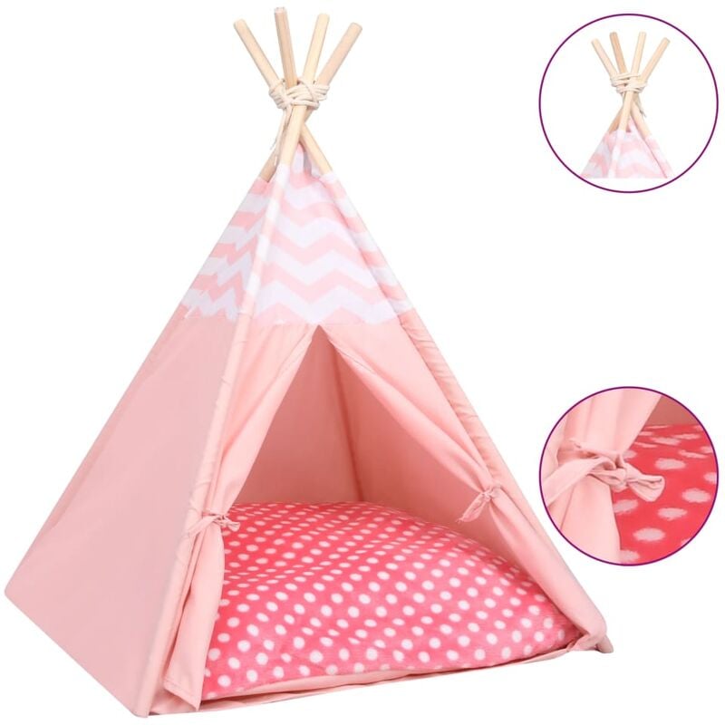 

Tienda tipi de gato y bolsa piel de melocotón rosa 60x60x70 cm - Rosa - Vidaxl