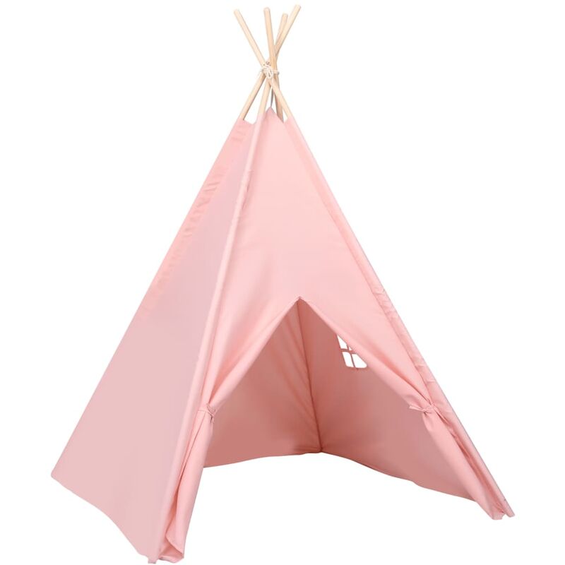 

vidaXL Tienda tipi niños y bolsa piel de melocotón rosa 120x120x150cm - Rosa