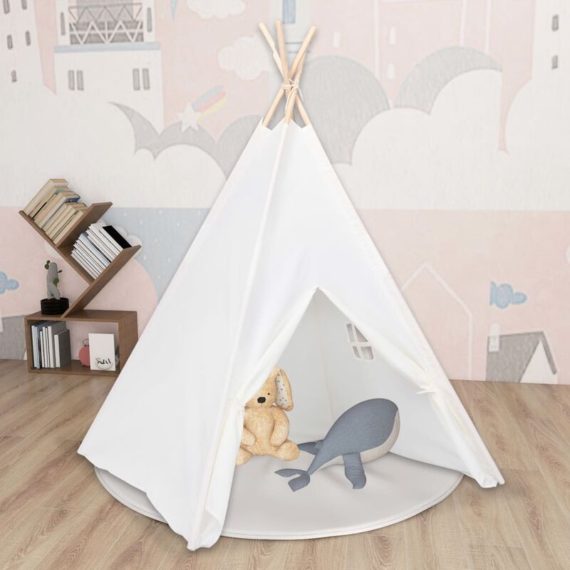 

Tienda tipi niños y bolsa piel melocotón blanco 120x120x150cm - Blanco - Vidaxl