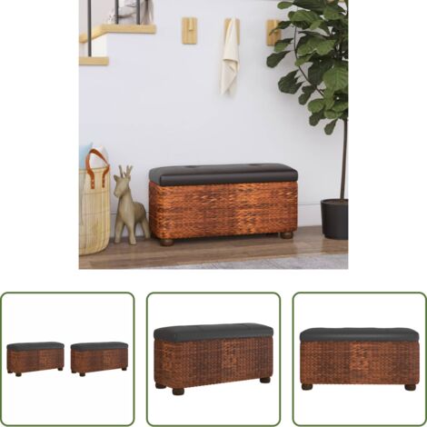 vidaXL Tifa -  Panche Portaoggetti 2 pz con Cuscino Marrone 69 cm Tifa