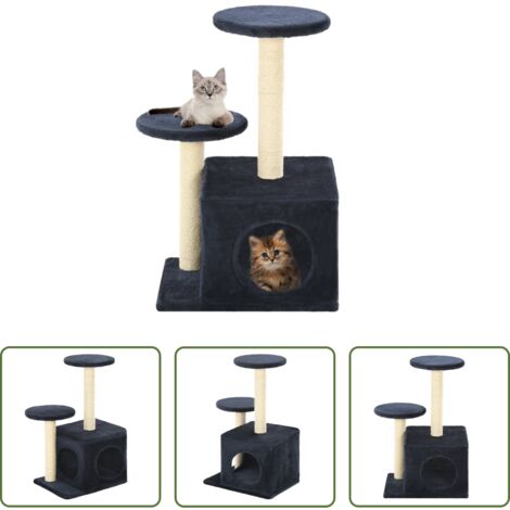 vidaXL Tiragraffi in sisal -  Albero per Gatti con Pali Tiragraffi in Sisal 60 cm Blu Scuro