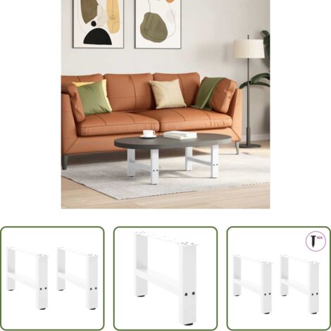 vidaXL Tischbeine - Couchtischbeine Weiß 2 Stk. 50x(30-31) cm Stahl