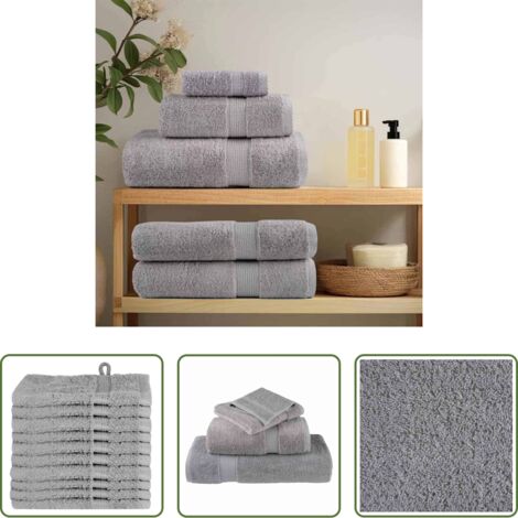 vidaXL Toalla de algodón -  Toalla de Invitado SOLUND 10 pcs Gris 15 x 21 cm 550 gsm