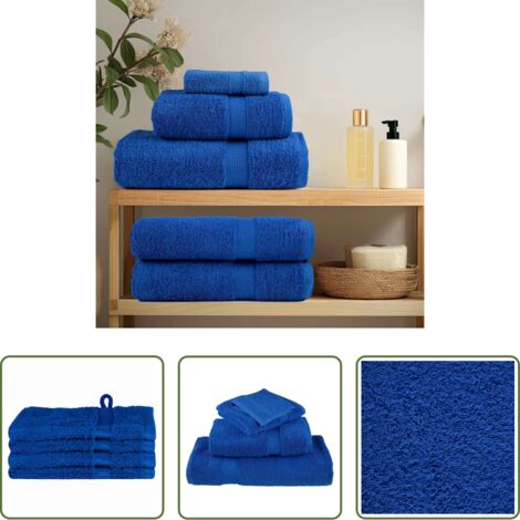 vidaXL Toalla de algodón -  Toalla de Invitado SOLUND 4 pcs Azul 15 x 21 cm 550 gsm