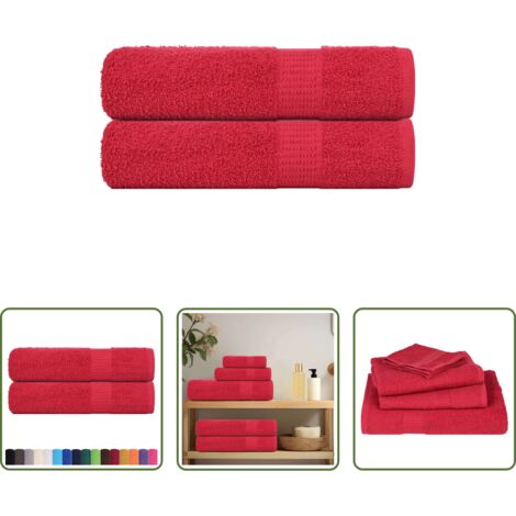 vidaXL Toalla de algodón -  Toallas de baño FROGN 2 uds rojo 100x150 cm 360 g/m²