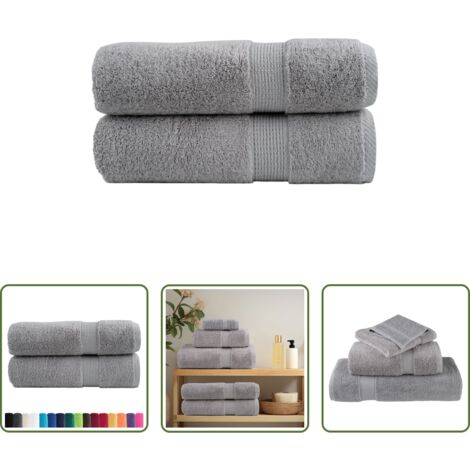 vidaXL Toalla de algodón -  Toallas de baño SOLUND 2 uds gris 100x150 cm 600 gsm