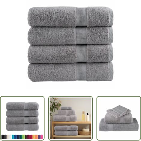 vidaXL Toalla de algodón -  Toallas de baño SOLUND 4 uds gris 100x150 cm 600 gsm