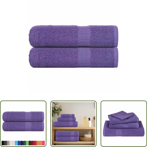 vidaXL Toalla de algodón -  Toallas de ducha FROGN 2 uds morado 70x140 cm 360 g/m²