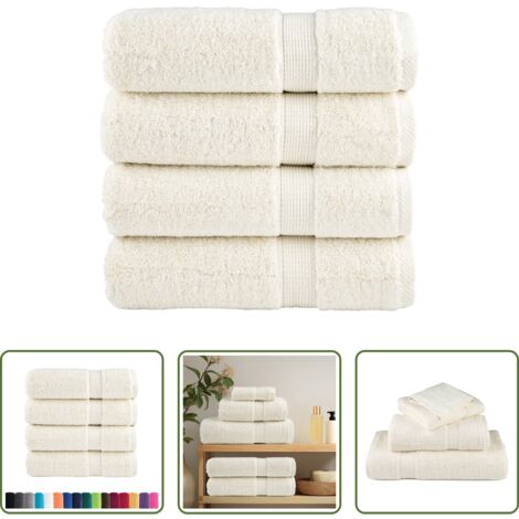 vidaXL Toalla de algodón -  Toallas de ducha SOLUND 4 unidades crema 70x140 cm 600 gsm
