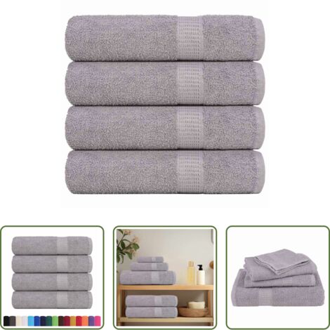 vidaXL Toalla de algodón -  Toallas de mano FROGN 4 uds gris 50x100 cm 360 g/m²