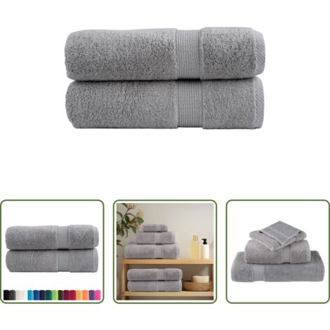 vidaXL Toalla de algodón -  Toallas de mano SOLUND 2 uds gris 50x100 cm 600 gsm