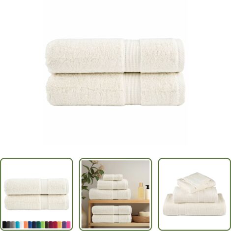 vidaXL Toalla de algodón -  Toallas de mano SOLUND 2 unidades crema 50x100 cm 600 gsm
