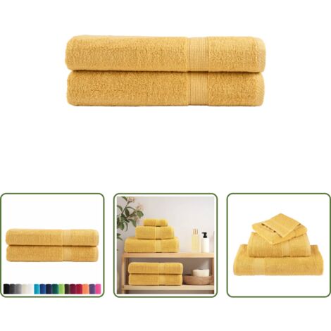 vidaXL Toalla de algodón -  Toallas premium SOLUND 2 uds dorado 100x200 cm 600 gsm