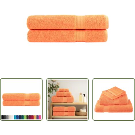 vidaXL Toalla de algodón -  Toallas premium SOLUND 2 unidades naranja 100x200 cm 600 gsm