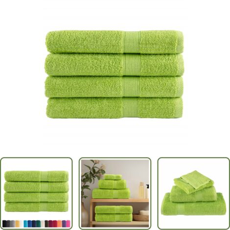vidaXL Toalla de algodón -  Toallas premium SOLUND 4 uds verde manzana 100x200 cm 600 gsm